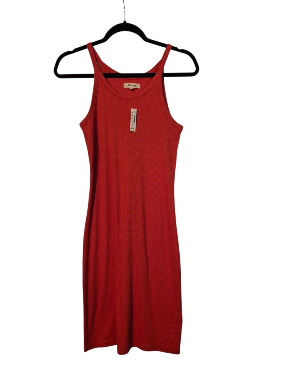 Madewell NWT Supima® Rib Mini Ripe Persimmon Dress Large